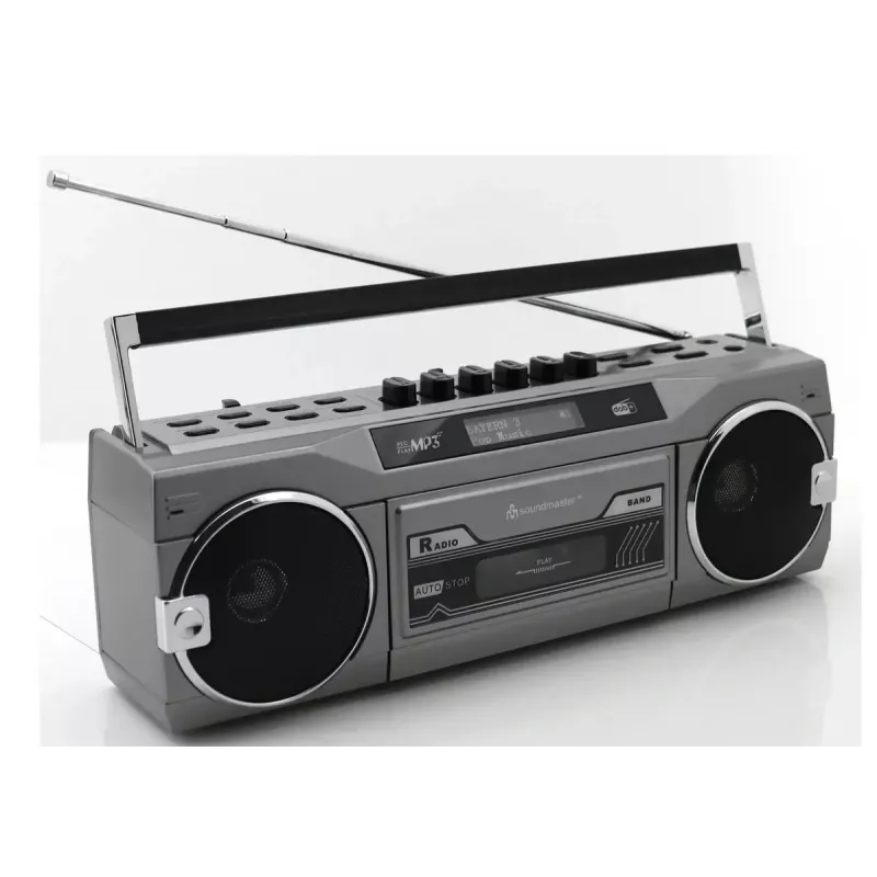 Pārnēsājams kasešu atskaņotājs Soundmaster SRR80TI ar DAB+ un FM, LCD displeju, 3 W RMS, 3,5 mm austiņu ligzdu, darbojas ar baterijām/230 V