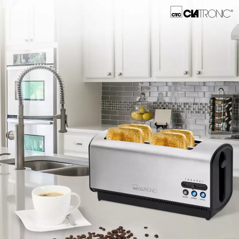 Tosteris Clatronic TA 3687 4 šķēles 1200 W Melns Nerūsējošais tērauds