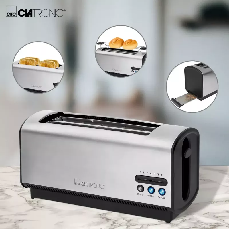 Tosteris Clatronic TA 3687 4 šķēles 1200 W Melns Nerūsējošais tērauds