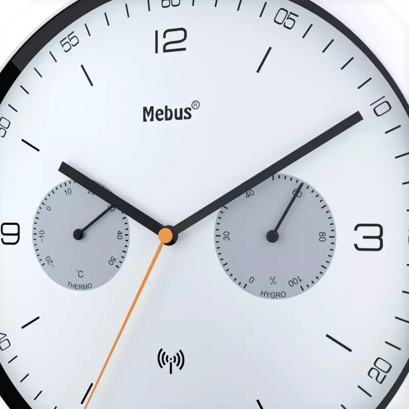 Wall/Table Clock Mebus 52826 Round Melns pelēka balta