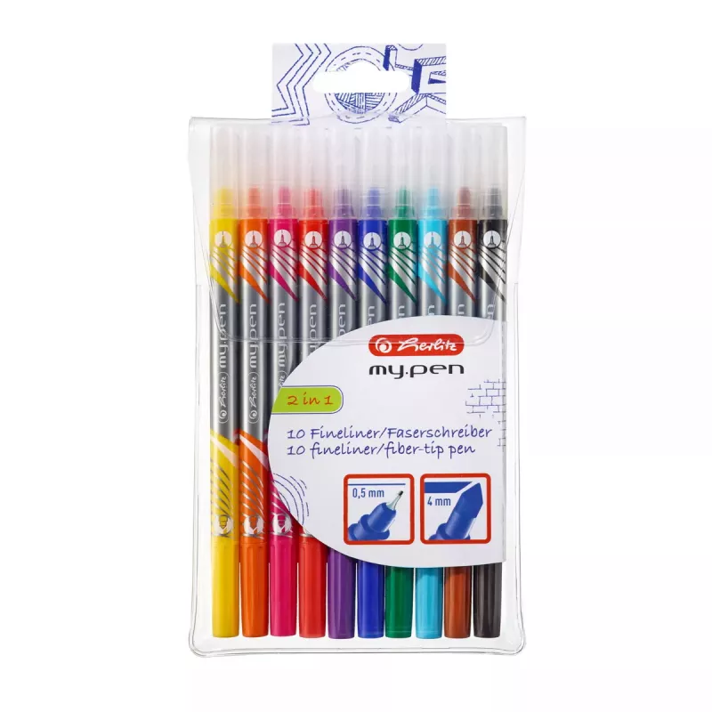 Marker Herlitz 11367232 Fine tip 10 gab. Melns Zils Brūns Zaļš Oranžs Rozā Purpursarkans Sarkans Dzeltens