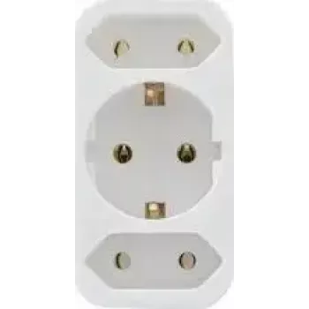 Elektriskais pārejas spraudnis REV 2-kāršu ar drošības kontaktu, balts, modelis 0512735777 WS