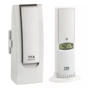 Vides sensors tfa dostmann WeatherHub viedās mājas bezvadu — Mitrums un temperatūra, Wi‑Fi, maiņstrāva/baterija (AA), 40×28×104 mm