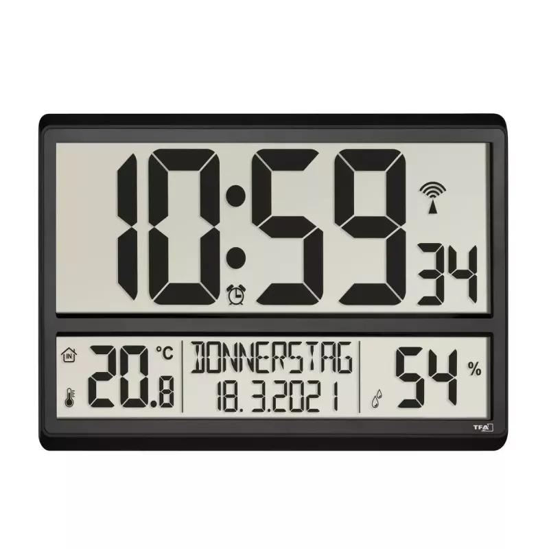 Digitālais modinātājpulkstenis TFA-Dostmann 60.4520.01 melns, darbināms ar baterijām