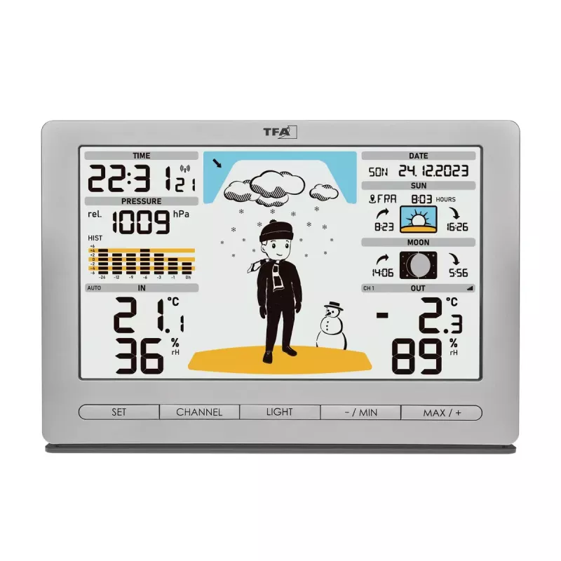 TFA-Dostmann Meteo Jack Silver iekštelpu/āra termometrs, higrometrs un barometrs