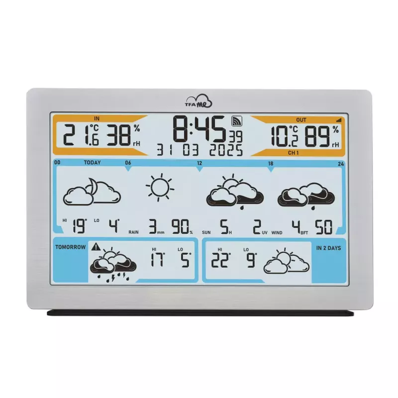 TFA-Dostmann TFA.me Silver LCD ar baterijām darbināms Wi-Fi anemometrs higrometrs termometrs