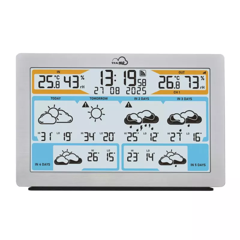 TFA-Dostmann TFA.me Silver LCD ar baterijām darbināms Wi-Fi anemometrs higrometrs termometrs