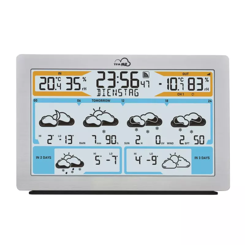 TFA-Dostmann TFA.me Silver LCD ar baterijām darbināms Wi-Fi anemometrs higrometrs termometrs