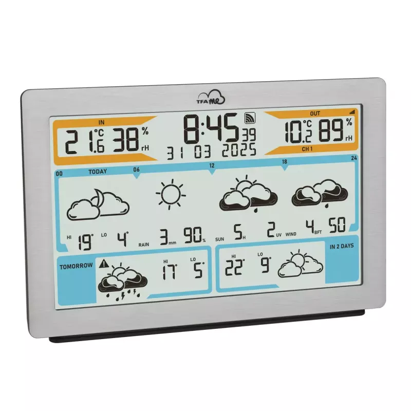 TFA-Dostmann TFA.me Silver LCD ar baterijām darbināms Wi-Fi anemometrs higrometrs termometrs