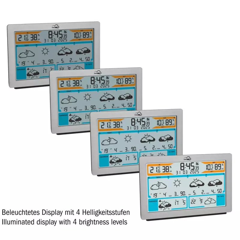 TFA-Dostmann TFA.me Silver LCD ar baterijām darbināms Wi-Fi anemometrs higrometrs termometrs