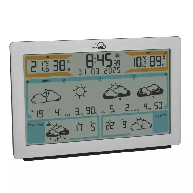 TFA-Dostmann TFA.me Silver LCD ar baterijām darbināms Wi-Fi anemometrs higrometrs termometrs