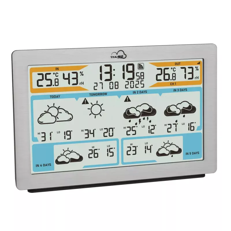 TFA-Dostmann TFA.me Silver LCD ar baterijām darbināms Wi-Fi anemometrs higrometrs termometrs