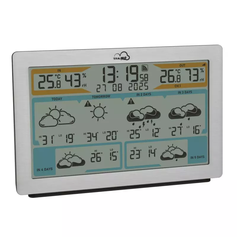 TFA-Dostmann TFA.me Silver LCD ar baterijām darbināms Wi-Fi anemometrs higrometrs termometrs