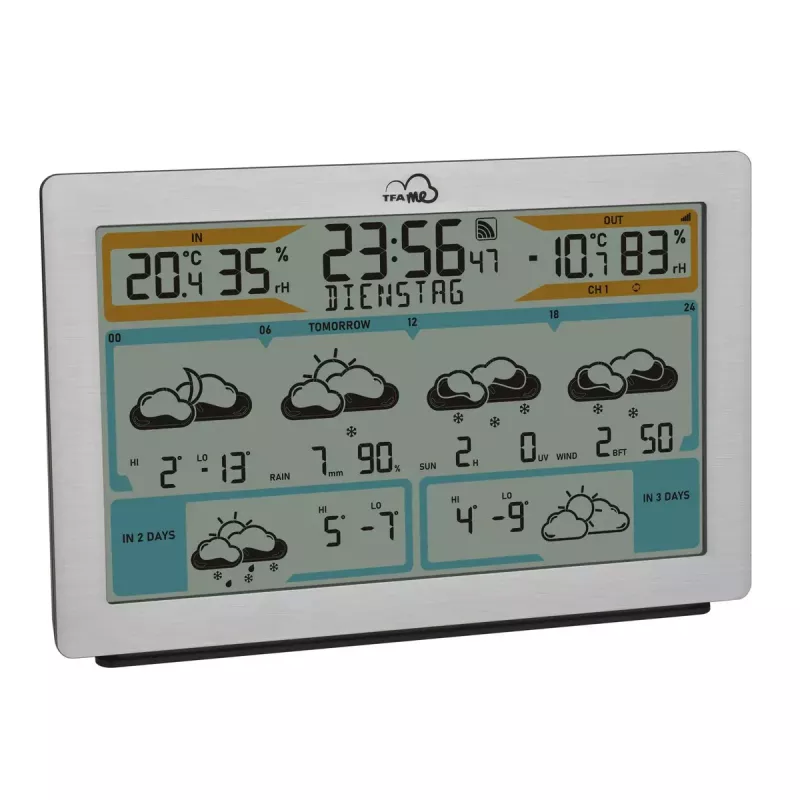 TFA-Dostmann TFA.me Silver LCD ar baterijām darbināms Wi-Fi anemometrs higrometrs termometrs