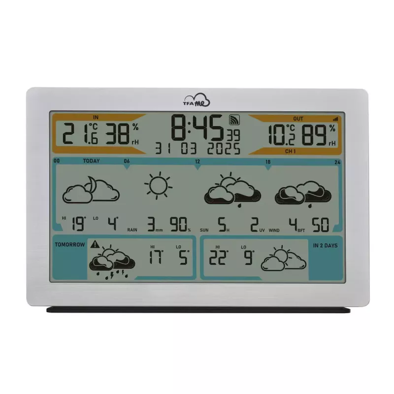TFA-Dostmann TFA.me Silver LCD ar baterijām darbināms Wi-Fi anemometrs higrometrs termometrs