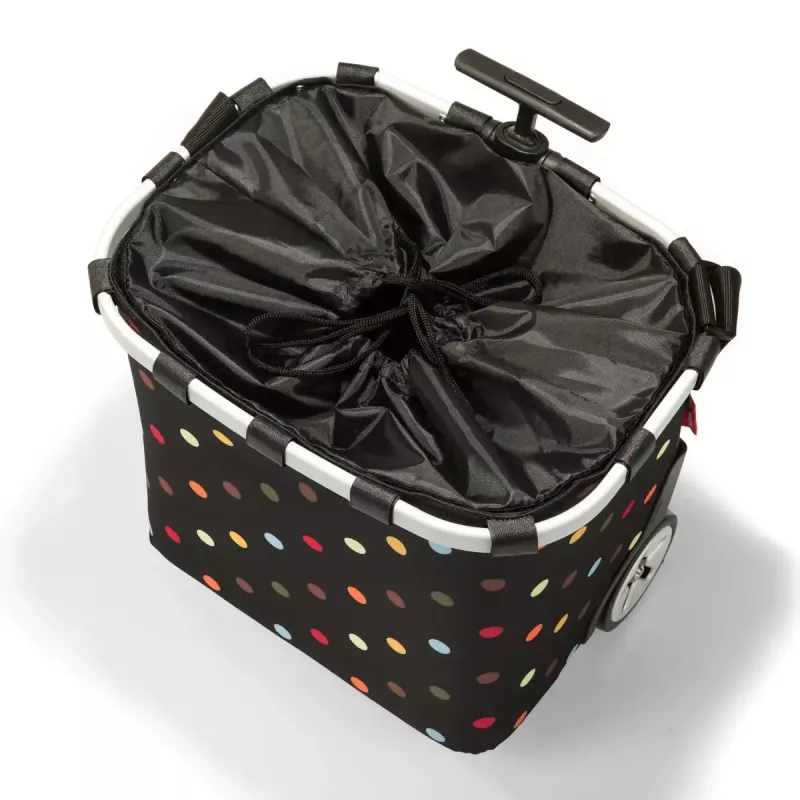 Iepirkšanās soma Reisenthel Carrycruiser — 40 L, alumīnija rāmis, poliesters, 420×320 mm, melna/daudzkrāsu