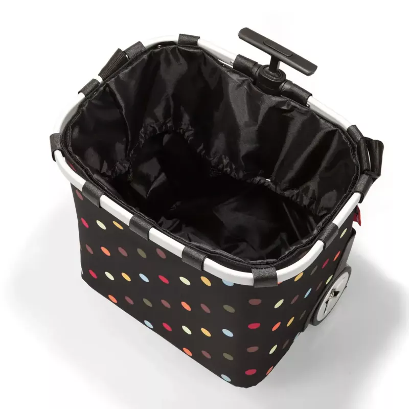 Iepirkšanās soma Reisenthel Carrycruiser — 40 L, alumīnija rāmis, poliesters, 420×320 mm, melna/daudzkrāsu