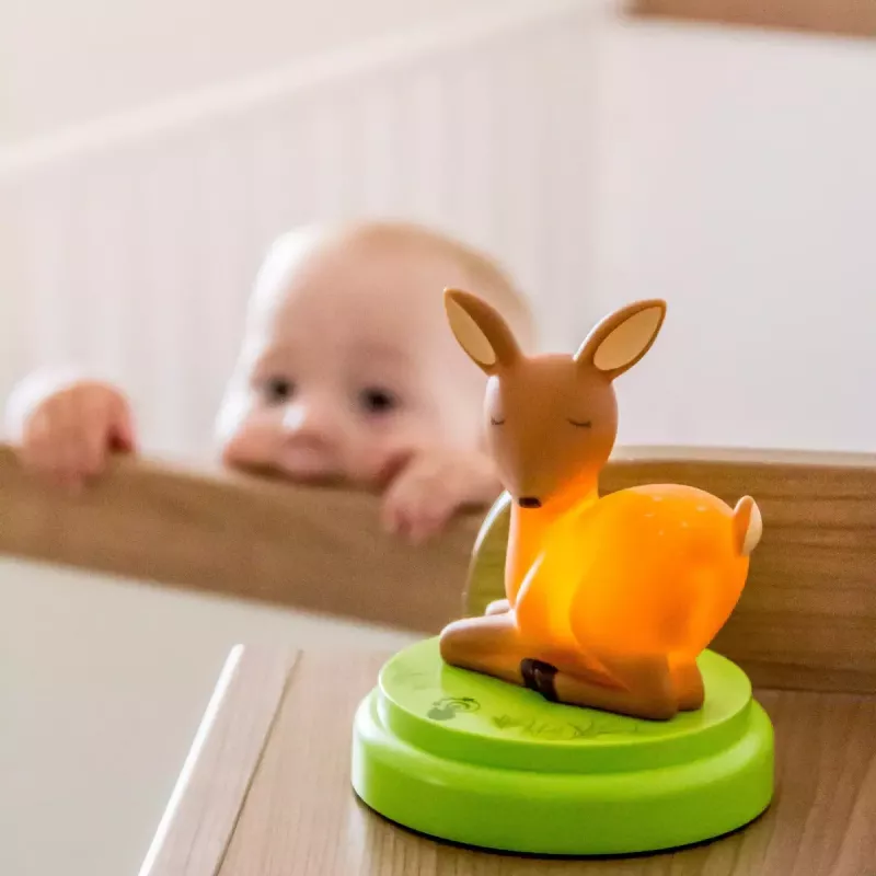 ANSMANN baby night-light 1800-0059 — LED, dzeltena gaisma, baterijas AA ×3, 119×119×137 mm, brūna/zaļa