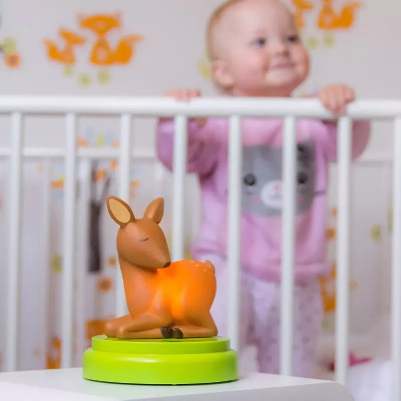 ANSMANN baby night-light 1800-0059 — LED, dzeltena gaisma, baterijas AA ×3, 119×119×137 mm, brūna/zaļa