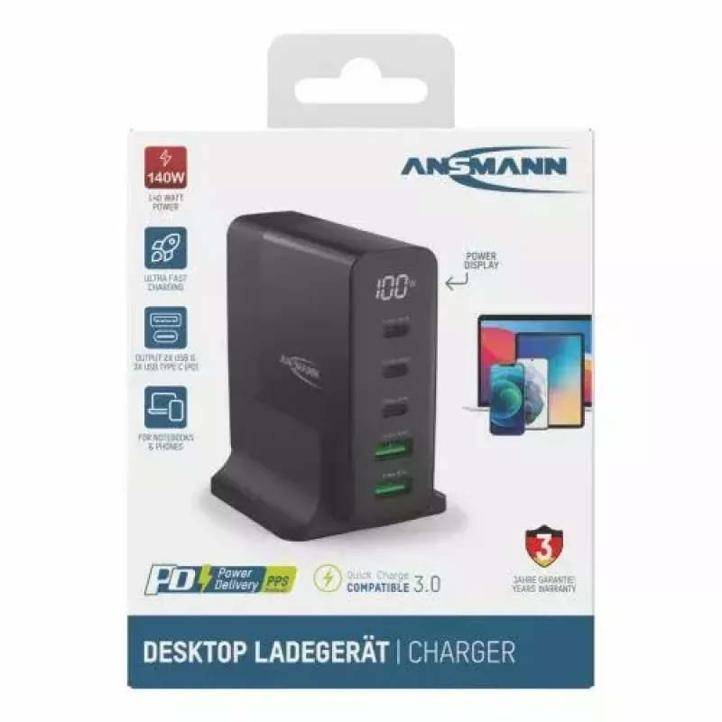 Iekštelpu lādētājs Ansmann DC5140PD Universal Melns USB ātrā uzlāde