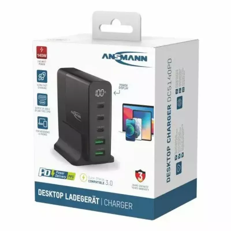 Iekštelpu lādētājs Ansmann DC5140PD Universal Melns USB ātrā uzlāde