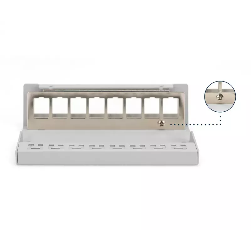 Plākstera panelis DIGITUS Desktop modular blank, ekranēts, 8 portu, tērauds, pelēks, pie sienas stiprināms