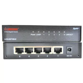 Nepārvaldīts tīkla komutators Longshine LCS-GS7105-E — 5 × Gigabit RJ-45 porti, melns