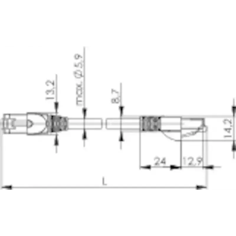 Tīkla savienojuma kabelis Telegaertner Cat6a SF/UTP (S-FTP) 0,25 m, RJ45–RJ21, niķelēti kontakti, pelēks
