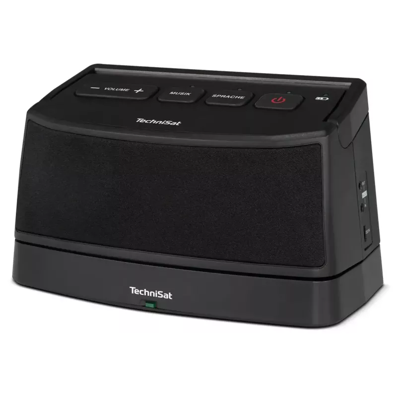 Stereo pārnēsājams skaļrunis TECHNISAT ISIBOX 1 — 4 W RMS, vadu un bezvadu, iebūvēta baterija, USB-C, melns