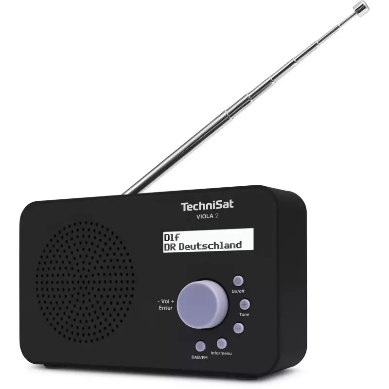 Portatīvais radio TECHNISAT VIOLA 2 – DAB+ un FM, LCD displejs, 1 W, 3,5 mm ligzda, melns