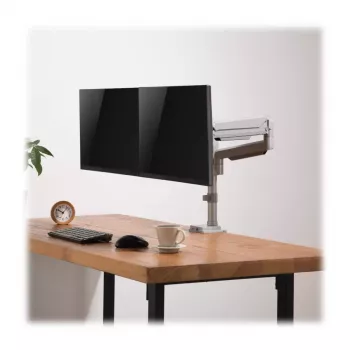 Divu ekrānu monitora statīvs ar gāzes atsperēm Tripp Lite (EATON) DDR1732DAL 13–34 collu ekrāniem, skavas vai starplikas stiprinājums, USB un audio pieslēgvietas, sudraba krāsā