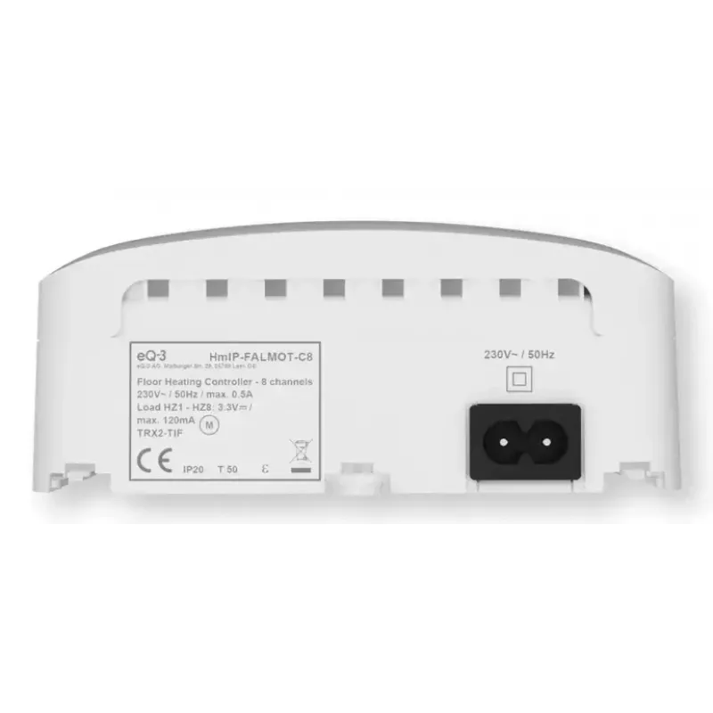 Grīdas apsildes kontrolieris 8 kanālu motorizēts, eQ-3 Homematic IP, digitālais termostats (RF, maiņstrāva 230 V)