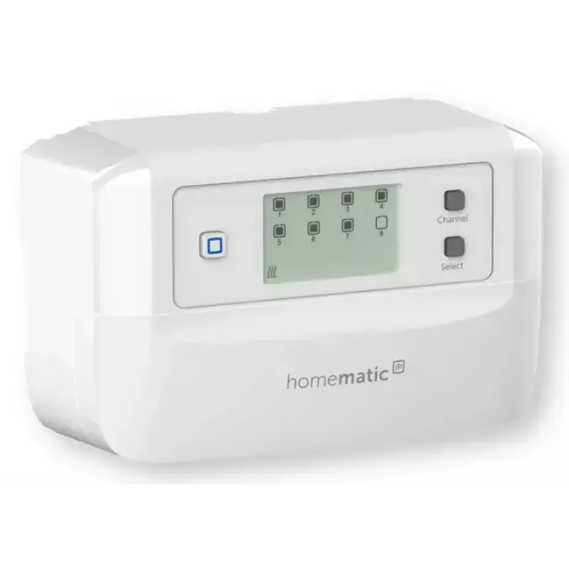 Grīdas apsildes kontrolieris 8 kanālu motorizēts, eQ-3 Homematic IP, digitālais termostats (RF, maiņstrāva 230 V)