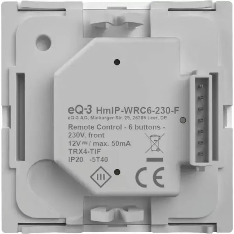 Wall switch panel eQ-3 Homematic IP Wandtaster 6‑button plastic balta