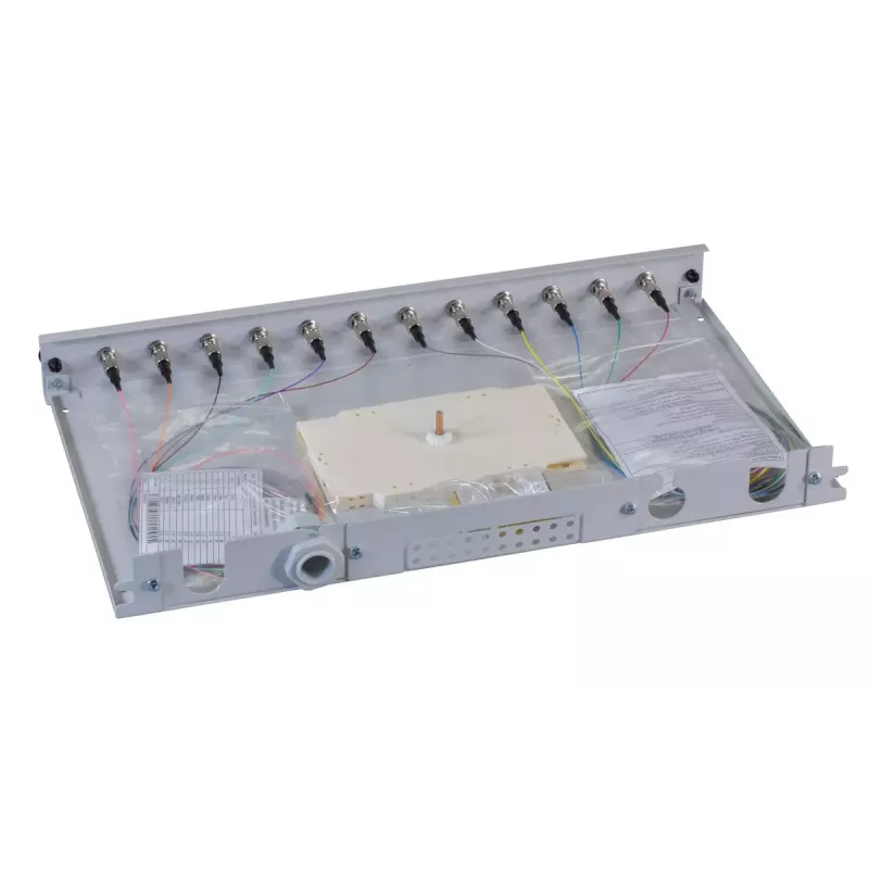 Patch panel 1U EFB Elektronik B71006.12OM4 — ST optiskie savienotāji, metāls, 483×44,5×244 mm