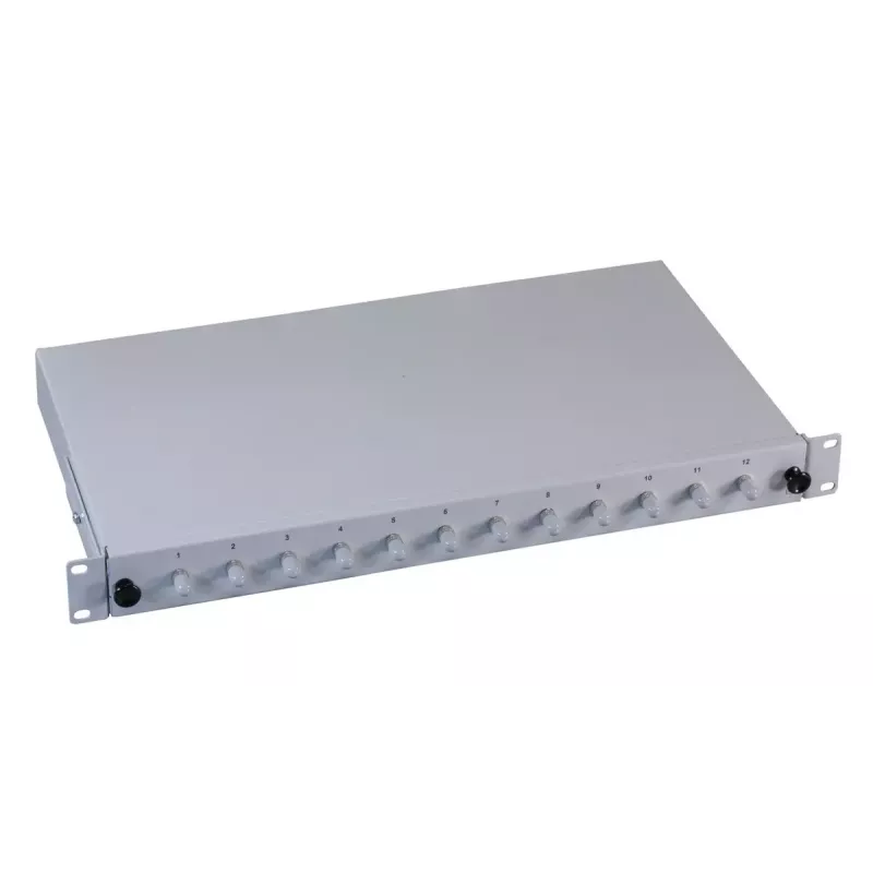 Patch panel 1U EFB Elektronik B71006.12OM4 — ST optiskie savienotāji, metāls, 483×44,5×244 mm