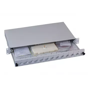 Patch panel 1U EFB Elektronik B71006.12OM4 — ST optiskie savienotāji, metāls, 483×44,5×244 mm