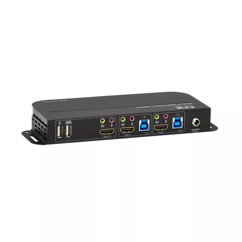 KVM slēdzis 2 portu HDMI/USB Tripp Lite B005-HUA2-K — 4K 60 Hz, HDR, HDCP 2.2, IR, USB koplietošana, 1,2 m kabeļi