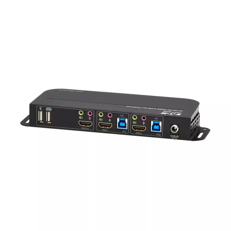 KVM slēdzis 2 portu HDMI/USB Tripp Lite B005-HUA2-K — 4K 60 Hz, HDR, HDCP 2.2, IR, USB koplietošana, 1,2 m kabeļi
