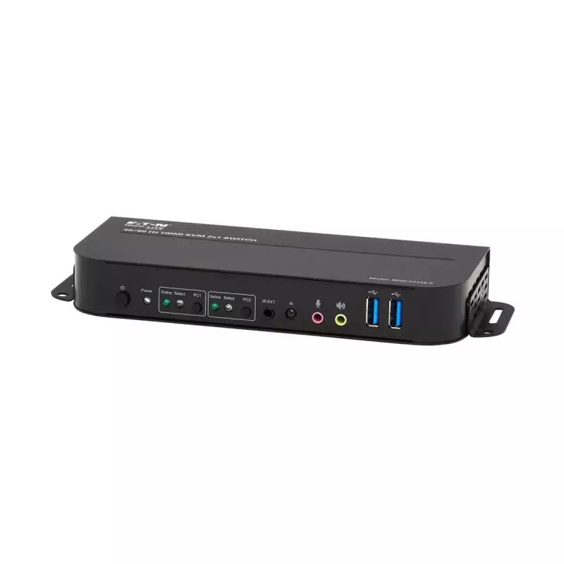 KVM slēdzis 2 portu HDMI/USB Tripp Lite B005-HUA2-K — 4K 60 Hz, HDR, HDCP 2.2, IR, USB koplietošana, 1,2 m kabeļi