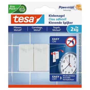 Universāls iekštelpu uzglabāšanas āķis Tesa 77762-00000-01 — balts, 2 gab. iepakojumā