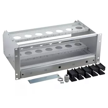 Subrack EFB Elektronik 53711.1 — alumīnija/termoplastmasas korpuss, 483×295×178 mm, pelēks