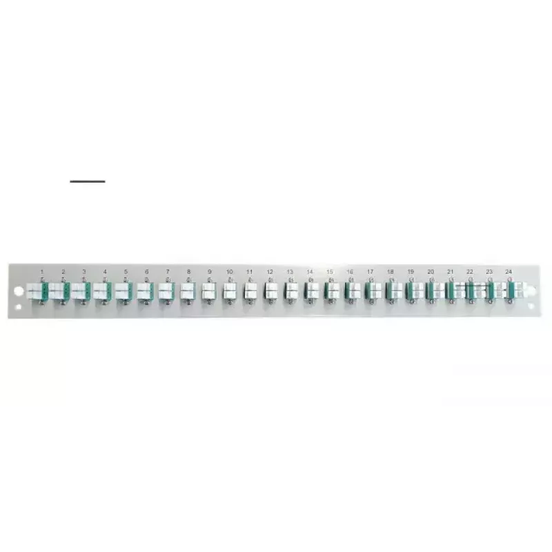 Plākstera paneļa piederums EFB Elektronik SB-FP-24SC-S-OM3 — 1U statne, 24 SC OM3 porti, pelēks, 432×13×43,5 mm