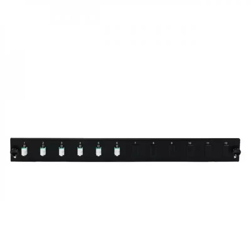 Patch panel accessory EFB Elektronik SB-FP-S-6SC-S-OM3 — 1U rack mount, 6 SC sockets, OM3, 432×13×43.5 mm, Melns