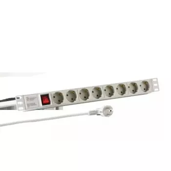 Strāvas pagarinātājs EFB Elektronik EK631DE.2GR — 2 m kabelis, 8 CEE maiņstrāvas rozetes, iekštelpām, pelēks