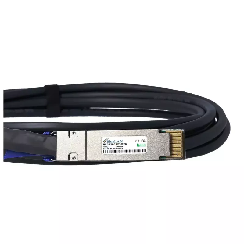 InfiniBand/optiskās šķiedras kabelis BlueOptics QDD-400G-DAC-1M-BL 1m QSFP-DD vīr./vīr.