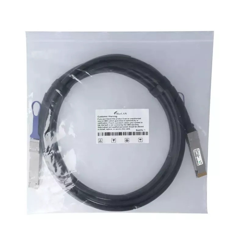 DAC kabelis BlueOptics PAN-QSFPDD-DAC-2M-BL QSFP-DD InfiniBand 2m Melns