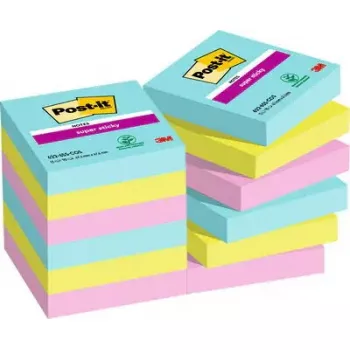 Pašlīmējošo piezīmju papīrs Post-It 3M 622-12SS-COS, kvadrātveida 47,6×47,6 mm, 90 lapas, zilas/zaļas/rozā