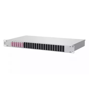 Rack-mount optical distribution unit BTR METZ CONNECT OpDAT 1U — SC connectors, pelēka aluminium/steel, 482.6×44.5×242.5 mm