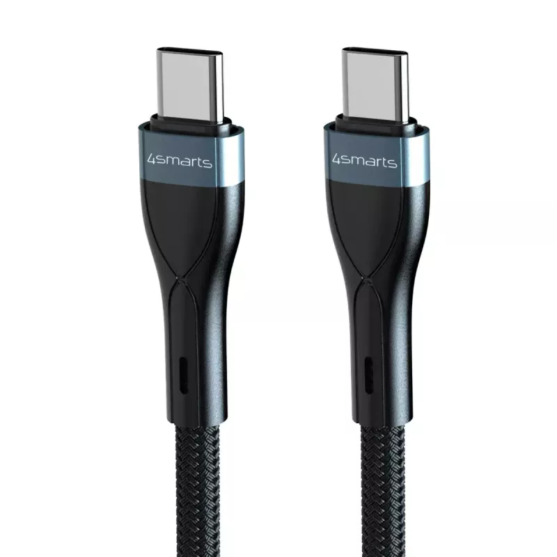 USB-C uz USB-C vads 1 m, 4smarts 540429, Melns, 0,48 Gbit/s
